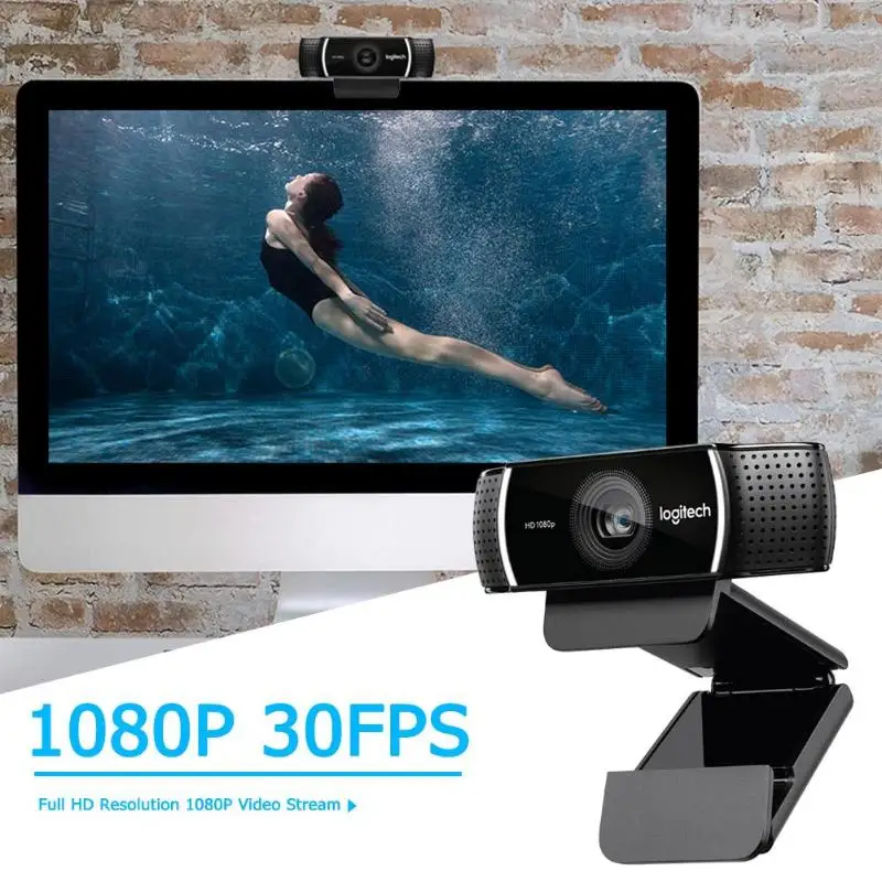 Веб-камера logitech C922 PRO 1080P Full HD видео поток Автофокус анкер веб-камера фоновый переключатель Встроенный двойной микрофон со штативом