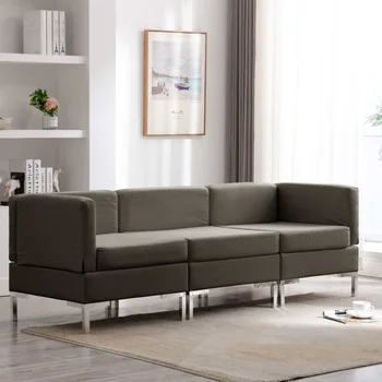 

3 PCs gray fabric mole sofas sofa Set
