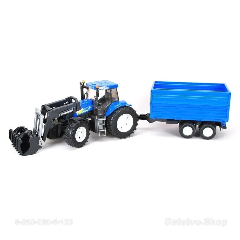 01-993 Трактор New Holland T8040 с погрузчиком и прицепом Bruder
