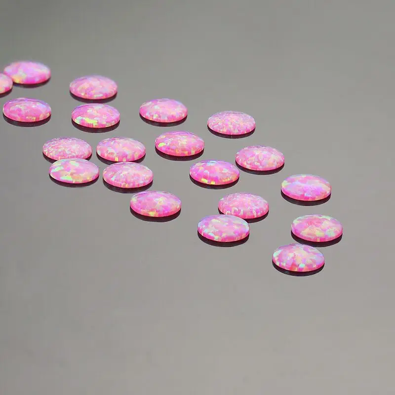 3.0mm-8mm Round Cabochon Flat Back White Pink Aqua Orange Fire Opal Synthetic Stone