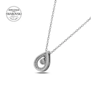 

Angemiel 925 Silver Swarovski Zirconia Cubic Zirconia Dangle Drop Necklace