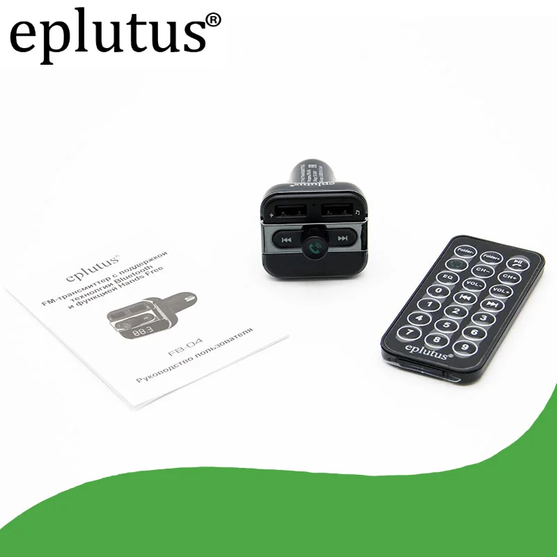 FM-модулятор Eplutus FB-07 с Bluetooth и LED дисплеем и пультом ДУ для samsung iphone xiaomi huawei универсальный трансмиттер и зарядное устройство