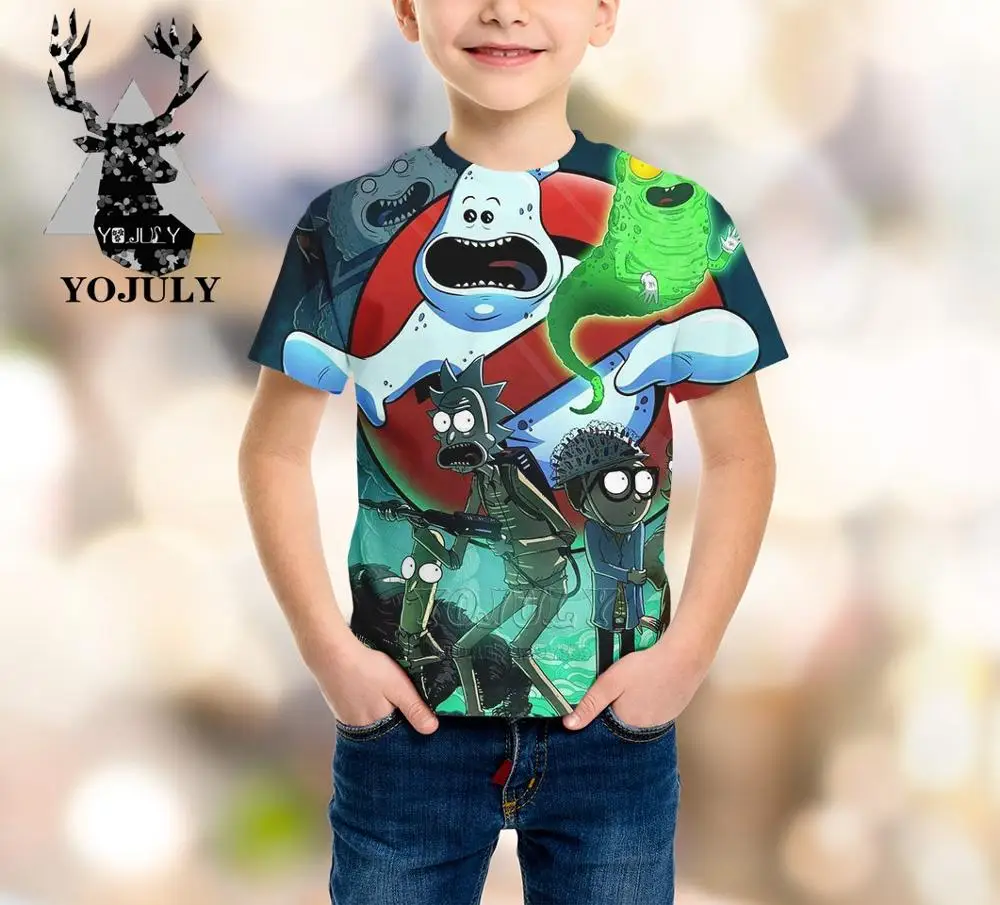 YOJULY/детская одежда футболка с 3D принтом pickle rick Одежда для больших детей летние модные футболки для мальчиков и девочек-подростков с круглым вырезом A383