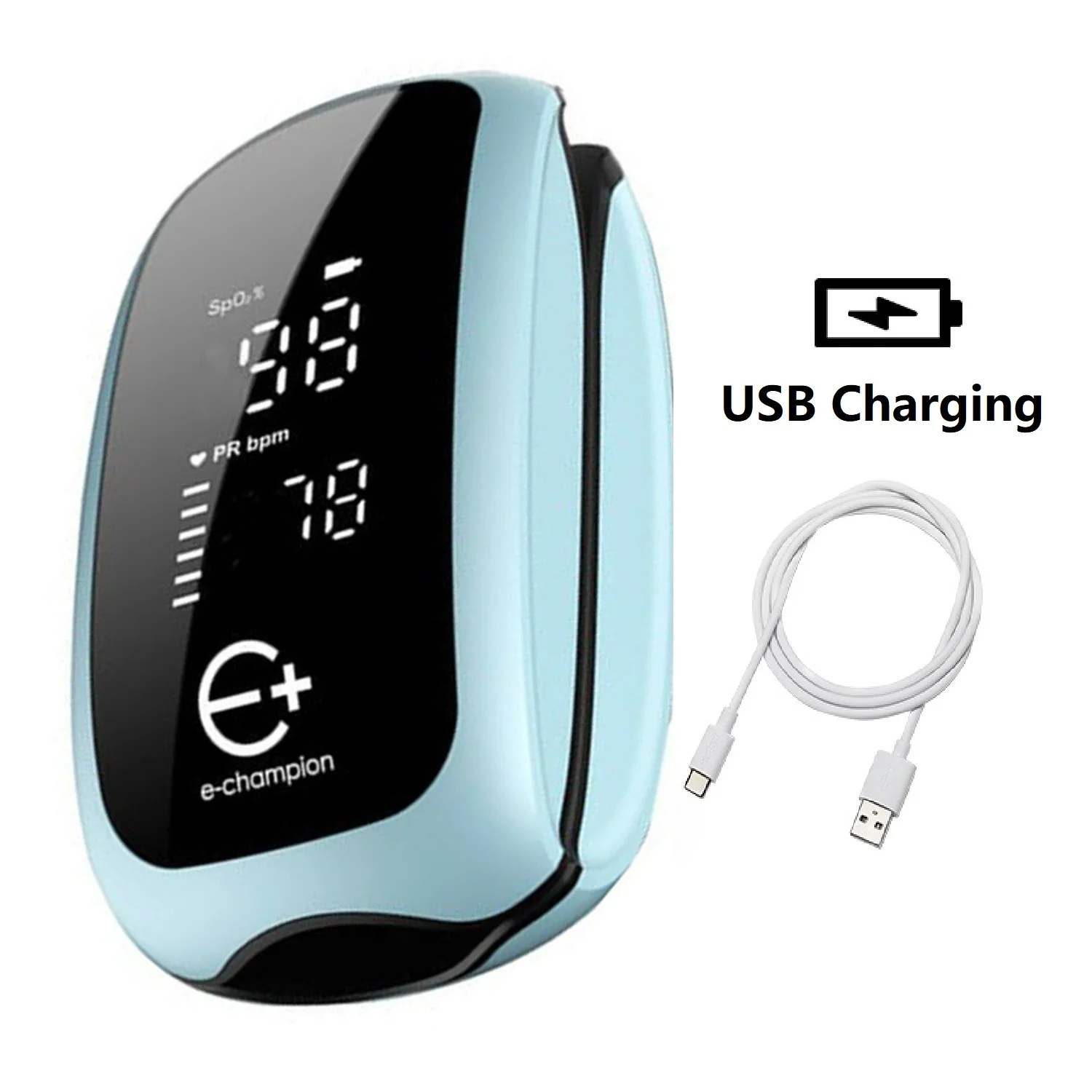 Fingertip Pulse Oximeter USB Rechargeable Children's Finger One-key Blood Oxygen Saturation Meter Silicone Mold |
