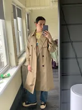 Marca del Reino Unido 2021 nueva moda Otoño/otoño Casual doble botonadura Simple clásico Trench largo con cinturón mujer Chic chaqueta