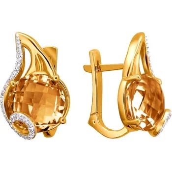

Esthete earrings with citrine and cubic zirconia in red gold
