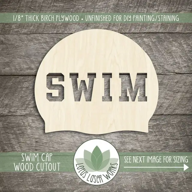 US $3.00 Swim Cap Wood Cutout Wood Swimming Shapes Swim Team Gift Blank Wood Sports Shapes Wooden Swim Cap C