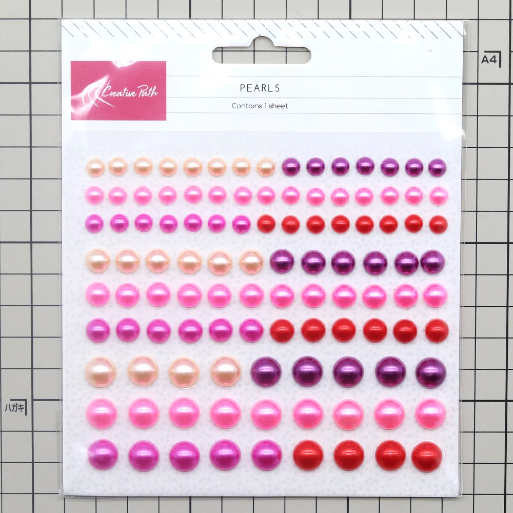 Creative Path Selbstklebende Halbperlen-Aufkleber, 9 mm, lila, rosa, rosarot, dekorative Perlenaufkleber für Scrapbooking, DIY-Basteln – Detail 1