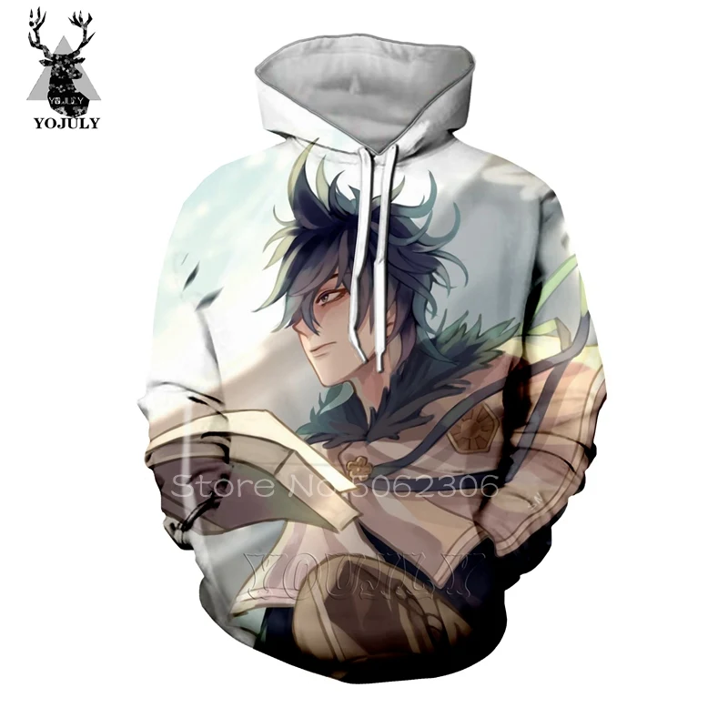 Черный клевер толстовки Аста Yuno off white Мужская толстовка 3D Аниме Харадзюку топы хип хоп Уличная пуловер странные вещи A77