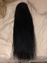 Peluca de malla con división media de 30 pulgadas, cabello humano liso brasileño Remy, prearrancado con pelo de bebé, parte T, 13x1