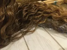 Noble rizado Ombre pelo mechones de cabello sintético Super largo rizado 1 Uds 28 -32 Rubio marrón mechones con extensiones de cabello