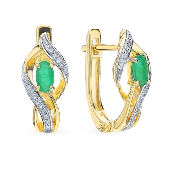 

Gold earrings with emeralds and diamonds sunlight sample 585
