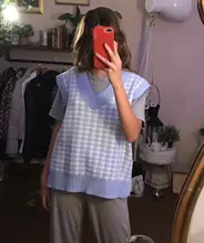 De moda Jersey chaleco sin mangas de las mujeres jersey de cuello en v suéter de punto de invierno coreano lindo suéter 2020