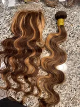 Ali Coco-mechones de pelo brasileño con degradado, extensiones de cabello humano Remy de color resaltado con cierre, P4/30