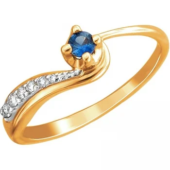

Esthete ring with sapphire and diamonds made of combined gold