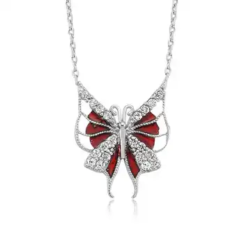 

925 sterling Silver Red Butterfly Lady Necklace