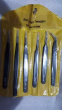 6 unids/set pinzas ESD 10-15 seguro Anti-estática de acero inoxidable de soldadura pinzas las herramientas para Estación de soldadura con bolsa
