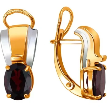 

Esthete earrings with 2 garnets of silver with gilding
