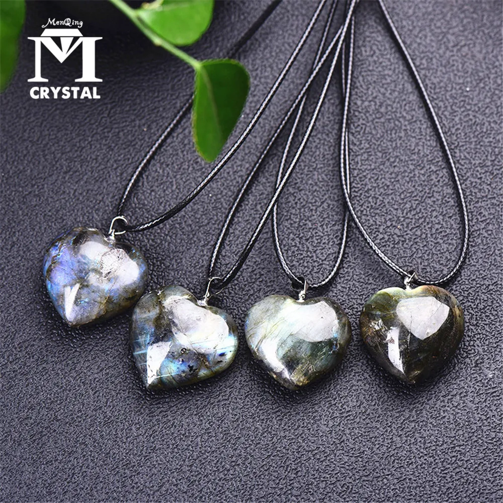 1Pc Natural Labradorite Crystal Stone Gem Love Pendant Moonstone Sunstone Divination Spiritual Meditation Jewelry Necklace