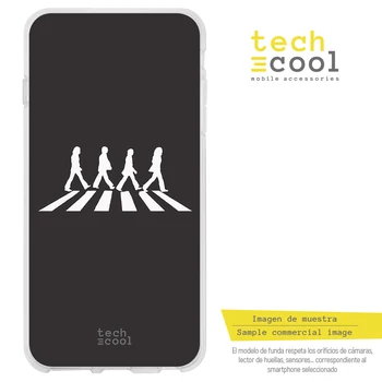 

FunnyTech®Silicone stand case for IPhone 7/8 The Beatles Abbey Road plain black background