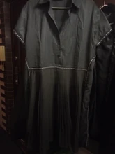 Nueva moda mujer verano coreano Estilo negro camisa plisada vestido de gasa con diseño de retales de señoras lindo Casual Midi Dress traje 6168