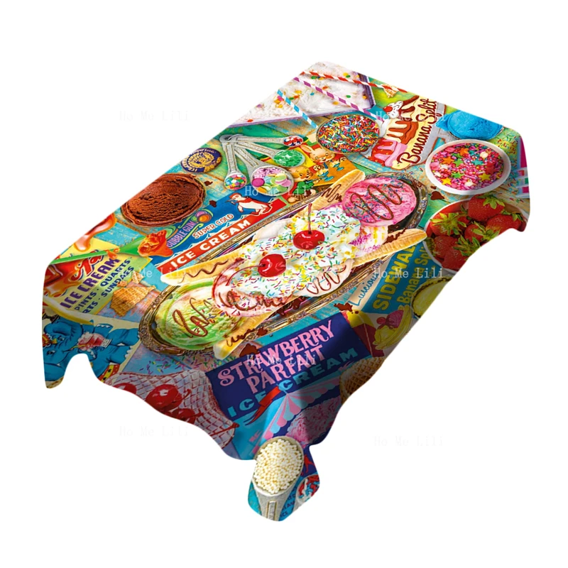 Giochi Di Bufalo Banana Split Vibrante Array Di Arcobaleno Colorato Vintage Lettera D'Amore Cobble Hill Tovaglia Arancione Di Ho Me Lili