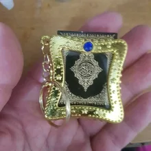 Muslim Islamic Mini Pendant Keychains Key Rings For Koran Ark Quran Book Real Paper Can