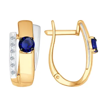 

Sokolov drop earrings with stones in gold with diamonds and sapphires, fashion jewelry, 585, women's male, long earrings