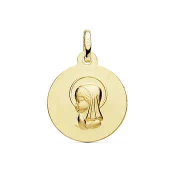 

Medal 18k gold Virgin Girl 16mm. Unisex nuanced smooth round-Customizable-RECORDING INCLUDED IN THE PRICE