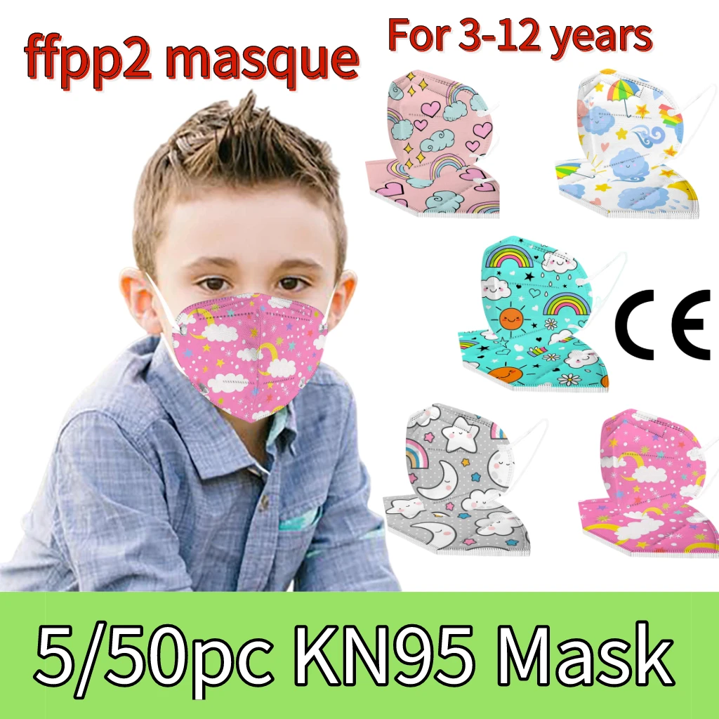 Mejor precio 5/50pc ffp2 marcarilla niños 5 capas de dibujos animados lindo impresión kn95 maskes mondkapjes protección máscara noirmascarilla de niño kn95 JlwjeORypmy