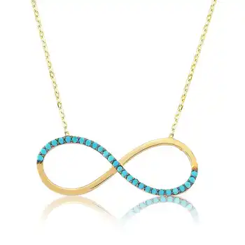 

925 sterling Silver Turquoise Cubic Zirconia Infinity Ladies Necklace
