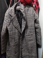 Plaid Coat Pocket-Jackets Cashmere Autumn Winter Long Women Outwear Warm Thickness Casual