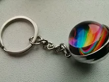 Llavero luminoso con bola de cristal de doble cara, sistema Solar que brilla en la oscuridad, para llaveros de galaxia, nebulosa, Luna, tierra, sol