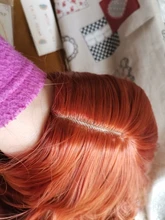 FEELSI-Peluca de cabello sintético para mujer, postizo largo de onda de agua, Color negro y naranja, Rojo puro, fibra de alta temperatura, tamaño medio