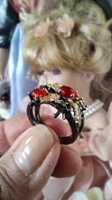 Anillo de Plata de Ley 925 con forma de flor y hoja para mujer, sortija, zirconia, circonita, Color negro, dorado, rojo, dos colores