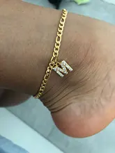 Pequeño A-Z inicial carta pulseras para mujeres Acero inoxidable letras doradas Eslabón cubano tobillera pulsera de la joyería de Boho, regalo de Navidad