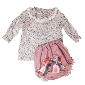 

Conjunto bebe niña de jubón de 2 piezas, blusa y cubrepañal, rosa, Tallas: 1-18M, ropa invierno bebe niña, marca Babyferr