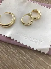 ANENJERY-pendientes de arco circular de Plata de Ley 925, joyería Retro Simple, regalo de San Valentín para pareja, S-E1373 al por mayor