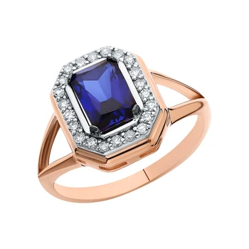 

Gold ring with sapphire and diamonds sunlight sample 585