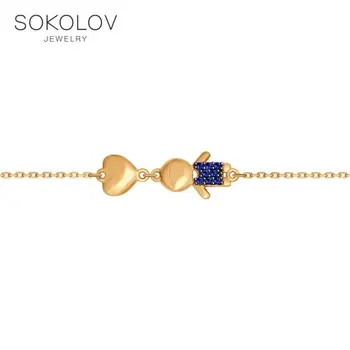 

Bracelet SOKOLOV gold with blue cubic zirconia fashion jewelry 585 women's male