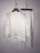 Outfits Women Tracksuit Sweatpants-Set Tops Two-Piece-Set Blue Cotton And Solid MEIYANGYOUNG