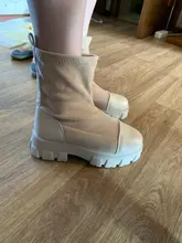 Botas de calcetín negro para mujer, zapatos góticos Punk, botines de plataforma, media blanca, novedad de 2020