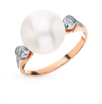 

Gold ring with cubic zirconia and pearls sunlight sample 585