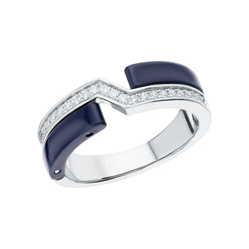 

Silver ring with ceramics and cubic zirconia sunlight