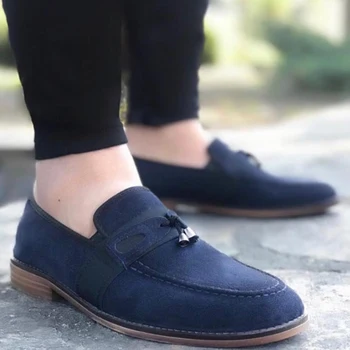 

BA0044 Tassels Corcik Navy Blue Suede Classic Men Boots