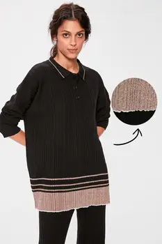 

Trendyol Black Sim Detailed Knitwear Sweater TWOAW20KZ0580