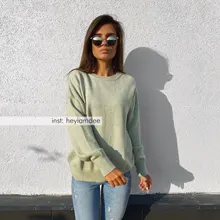 Hirsion-suéter holgado de gran tamaño para mujer, jersey básico de punto elegante, cuello redondo, suave, de Cachemira, para invierno, 2020