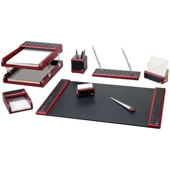 

Set Table Delucci 8 items, mahogany with inserts for black leather