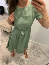 Sash Dress Puff-Sleeve Simplee Chic Polk-Dot Spring Summer Ruffled Elegant High-Waist