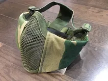 Nueva táctica máscaras de Airsoft Paintball CS plegable media cara de acero de bajo carbono de malla de estilo militar cómodo oreja máscara protectora